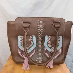 Montana West Brown Embroidered Hand Bag